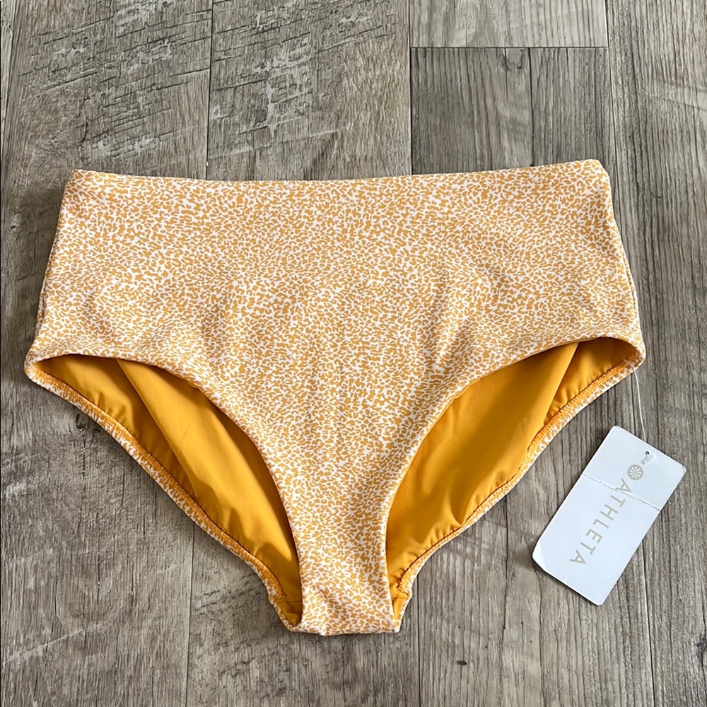 NWT Athleta Abyssinian Micro Cheetah High Waist Jacquard Bikini Swim Bottom.